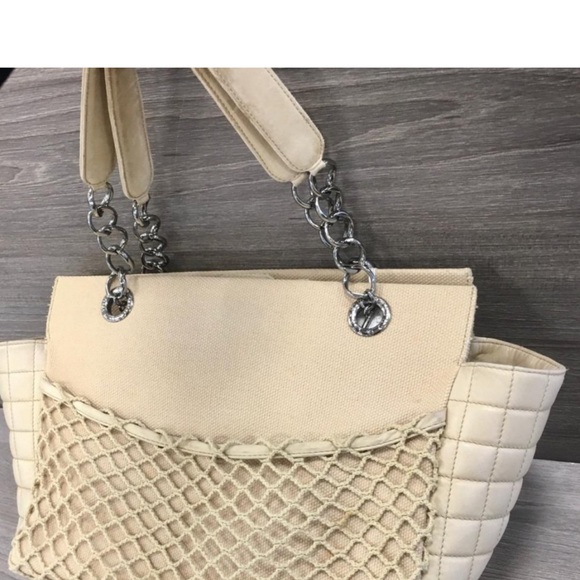 Chanel CC Logo Double chain Canvas Tote - Picture 2 of 16